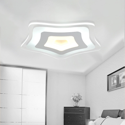 Acrylic Pentacle Flush Mount Ceiling Light Minimalism White Thin LED Flush Light Fixture in Warm/White Light, 8
