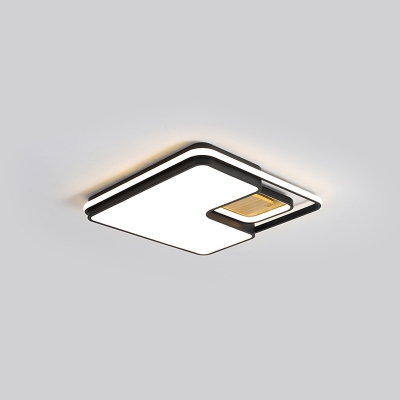 Acrylic Square/Rectangle Flush Mount Light Modern Black/Grey Surface Mounted LED Ceiling Lamp in Warm/White Light