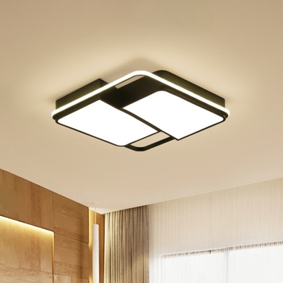 Black Square/Rectangle Flushmount Contemporary LED Acrylic Flush Mount Ceiling Light with/without Remote Control for Bedroom