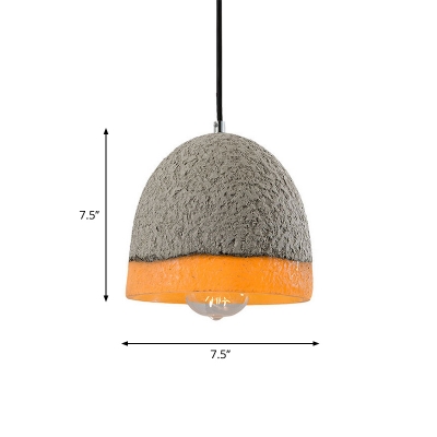 Cement Grey Pendant Lamp Bell/Bucket/Cone Shade 1 Head Industrial Hanging Light with Resin Trim