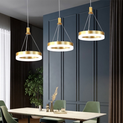 Circle LED Cluster Pendant Minimalist Acrylic Gold/Coffee LED Ceiling Hang Lamp in Warm/White Light