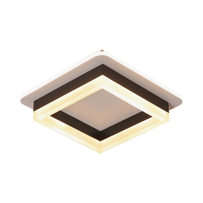 Circle/Square Small Acrylic Ceiling Light Minimalism Black/White LED Flush Mount Recessed Lighting in Warm/White Light