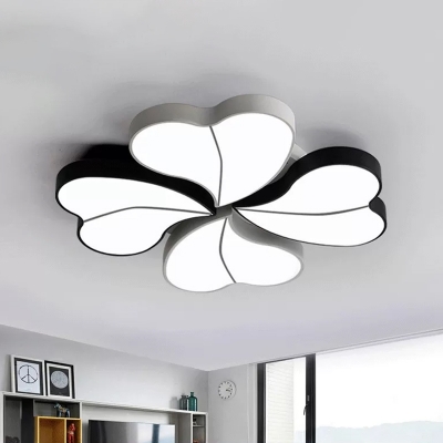 Heart Shaped Acrylic Flushmount Modern Black Integrated LED Ceiling Flush Light for Living Room, 20.5