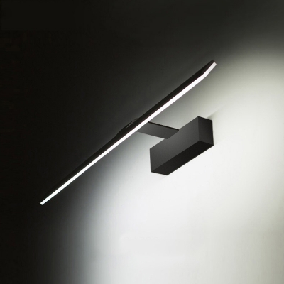 Minimalist Linear Wall Vanity Lamp Acrylic Bathroom Wall Light Sconce in Black, Warm/White Light