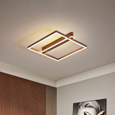 Minimalist Structure LED Ceiling Lamp Acrylic Bedroom Flush Mount Lighting in Coffee/Gold