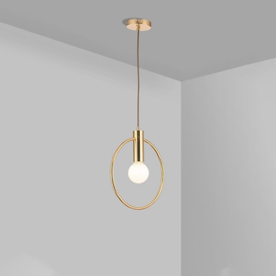 Modern 1 Bulb Ceiling Light Gold Cone/Circle/Grenade Hanging Pendant with Clear/White Glass/Metal Shade for Bistro