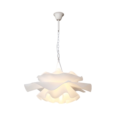 Palm Tree/Floral/Ruffled Drop Pendant Minimalist Feather/Acrylic/Fabric 1 Head White Suspended Lighting Fixture over Table