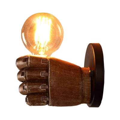Resin Left/Right Hand Wall Light Art Deco 1 Head Brown Wall Mount Lighting with Exposed Bulb Design