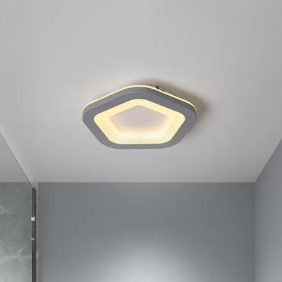 Round/Square/Flower Foyer Ceiling Light Acrylic Minimalist Small LED Flush Mount Lamp in Grey, Warm/White Light