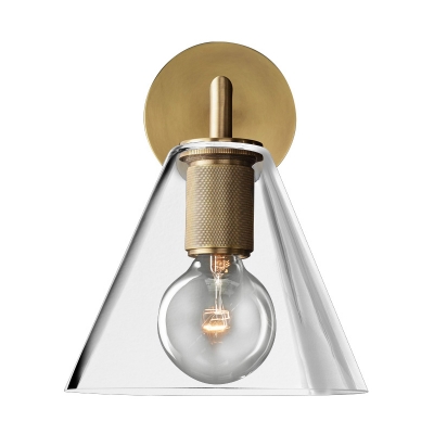 Shadeless/Flat/Globe Shade Sconce Light Minimalistic Clear Glass/Metal 1 Head Corridor Wall Mount Lamp in Bronze
