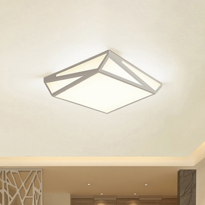 Square/Rectangle Asymmetric Flush Mount Minimalism Acrylic Office LED Flush Ceiling Light in White