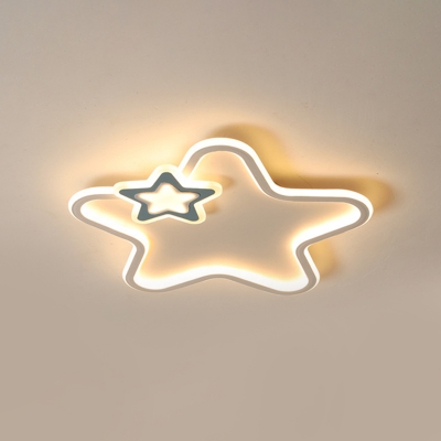 Star Shaped Acrylic Flush Light Modern Black/Pink/Blue LED Ceiling Mount Lamp in Warm/White Light for Kids Room