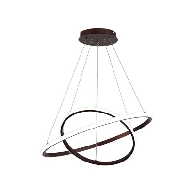 White/Coffee 2/3-Tier Circle Chandelier Minimalist Acrylic LED Hanging Pendant Light for Dining Room