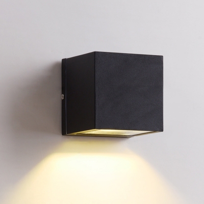 1/2-Bulb Porch LED Wall Lamp Simple Black Wall Washer Sconce with Cylinder/Cube/Cuboid Metal Shade