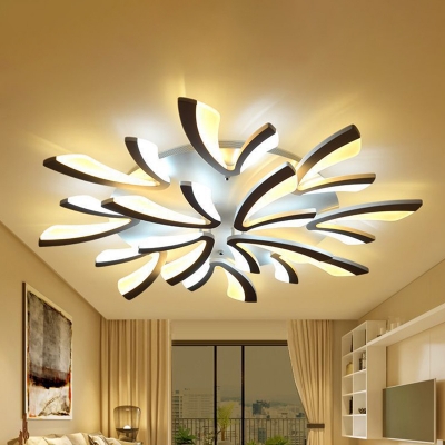 3/5/12-Light LED Hotel Ceiling Mount Light Modern White Semi Flush Mount with Coral Acrylic Shade, Warm/White Light