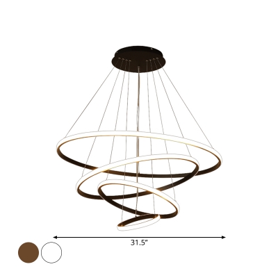 Acrylic 3/4 Tiers Chandelier Lamp Simplicity LED Pendant Lighting Fixture in White/Coffee for Dining Room