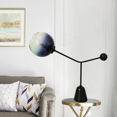 Black Molecule Table Lamp Postmodern 1 Head Ombre Blue Glass Nightstand Light for Living Room