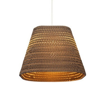 Brown Saucer/Hat/Vase Hanging Lamp Kit Rural 1 Head Corrugated Paper Pendant Ceiling Light for Living Room