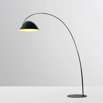 Curve/Bend/Arch Shaped Floor Light Postmodern Metal 1 Bulb Sitting Room Floor Reading Lamp in Black
