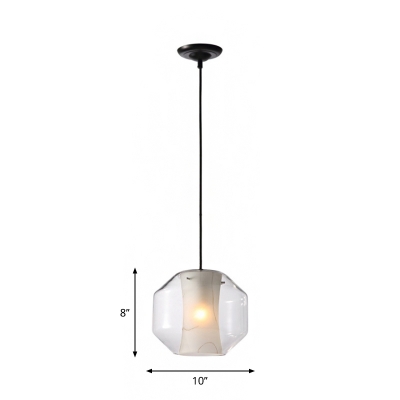 Cylinder/Lantern Clear Glass Hanging Lamp Modern 1 Head White Pendant Ceiling Light with Inner Flared Faux Marble Shade