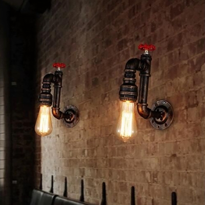 Faucet Corridor Wall Lamp Industrial Metal Single-Bulb Bronze Finish Wall Mounted Light