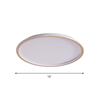 Minimalistic LED Flush Mount Light Gold Disk Ceiling Lamp with Acrylic Shade for Living Room, 12