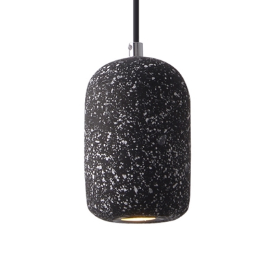 Pill Capsule LED Ceiling Pendant Light Warehouse Black/Grey/White Terrazzo Hanging Lamp in Warm/White Light