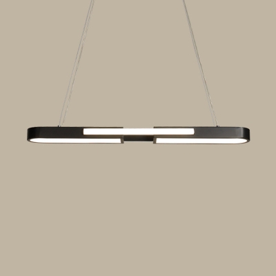 Rectangle Kitchen Bar Drop Pendant Acrylic Modern LED Hanging Island Light in Black/Gold, Warm/White Light