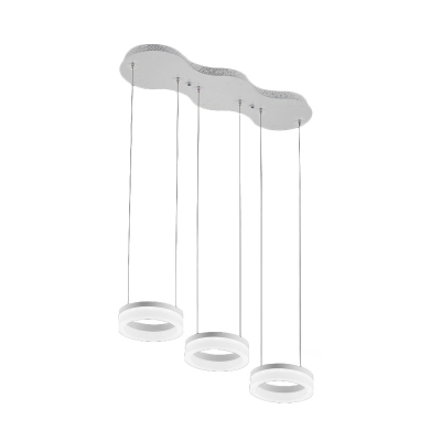 Ring Shaped Dining Room Pendant Lighting Acrylic 3 Lights Minimalist LED Hanging Lamp in Warm/White Light