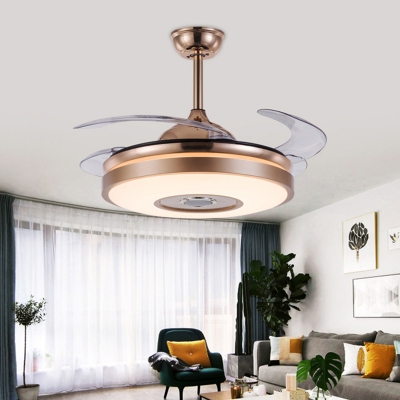 Round Bluetooth Music Hanging Fan Lamp Minimalist Acrylic 19