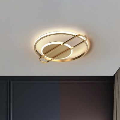 Round/Square LED Ceiling Lighting Contemporary Metal Black/Gold Flush Mount Light in Warm/White Light for Bedroom