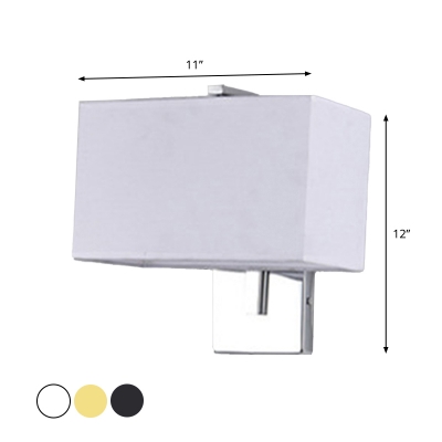 Simplicity 1 Head Wall Lamp Kit Black/White/Beige Rectangle Sconce Light Fixture with Fabric Shade