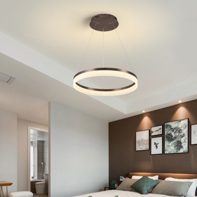 1/2/3-Layer Ring Bedroom Drop Pendant Acrylic Simplicity LED Chandelier Lighting in Brown