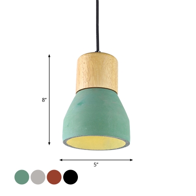 1 Bulb Mini Bowl Ceiling Pendant Loft Style Black/Red/Grey Concrete Suspended Lighting Fixture