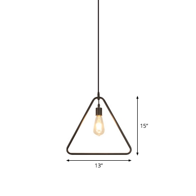 Black Triangle/Flower/Square Pendulum Light Loft Style Iron 1 Bulb Dining Room Down Lighting Pendant