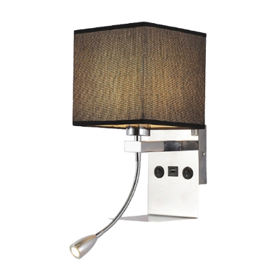 Cube Fabric Reading Wall Light Modernist 1-Bulb Black/Beige/Coffee Spotlight Wall Lamp Fixture for Bedroom