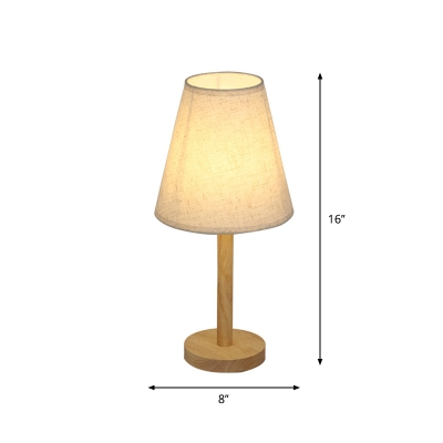 Empire Shade Living Room Night Lamp Fabric Single-Bulb Simple Table Lighting in Wood