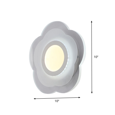 Flower Bedside Wall Lamp Acrylic Simple Style LED Sconce Light Fixture in Warm/White Light