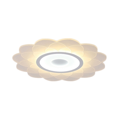 Layered Flower Acrylic Flushmount Lighting Simple White LED Ceiling Flush Light in Warm/White Light, 16.5