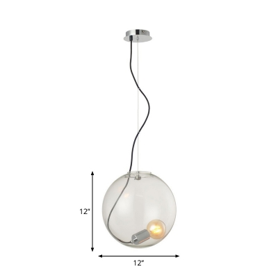 Minimalism Global Ceiling Suspension Lamp Clear Glass Single Living Room Pendant Light Fixture, 8