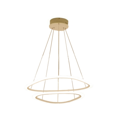 Minimalist LED Pendant Light Coffee 2/3-Tiered Triangle/Round Chandelier with Acrylic Shade for Restaurant