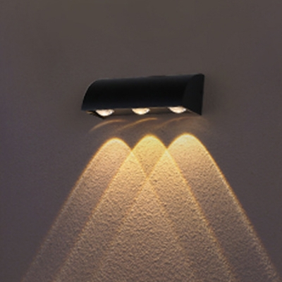 Quarter Cylinder LED Flush Wall Sconce Minimalist Aluminum Black Wall Mounted Lighting for Terrace
