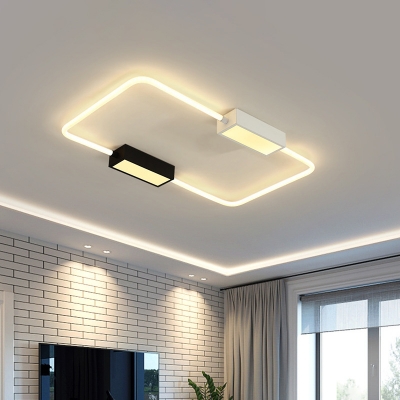 Round/Square/Rectangle LED Flush Light Contemporary Acrylic White Close to Ceiling Lamp in Warm/White Light