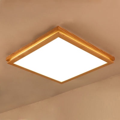 Square/Rectangle Parlor Ceiling Lamp Wood 19.5