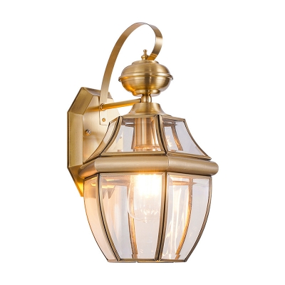 Transparent Glass Brass Wall Sconce Tapered 1 Bulb Small/Medium/Large Antiqued Wall Mount Light Fixture