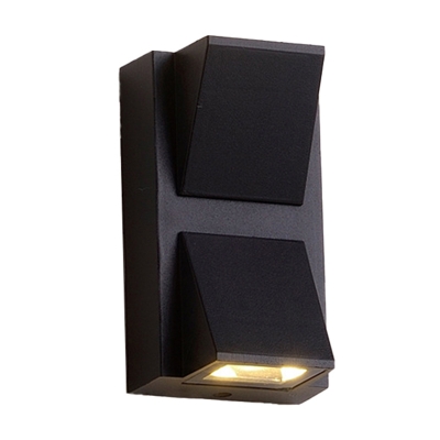 1/2-Bulb Porch LED Wall Lamp Simple Black Wall Washer Sconce with Cylinder/Cube/Cuboid Metal Shade