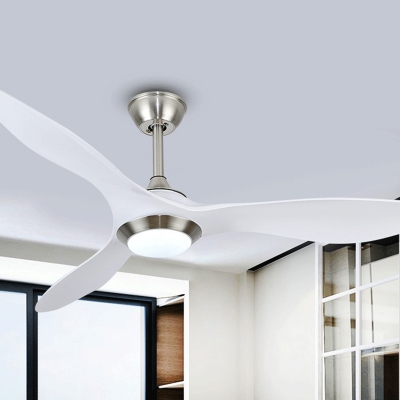 3-Blade White Petal Semi-Flush Mount Nordic Style Acrylic LED Hanging Fan Light Fixture, 48