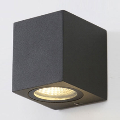 Black Cylinder/Cube/Rectangle LED Sconce Minimal 1/2-Light Metal Wall Lighting Fixture for Courtyard