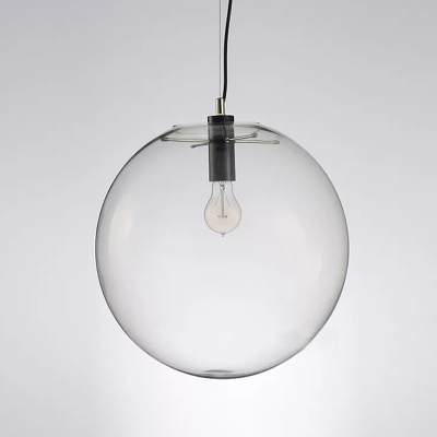 Bubble Clear Glass Ceiling Pendant Light Minimalist 1 Head Black Suspension Lamp for Dining Room, 8