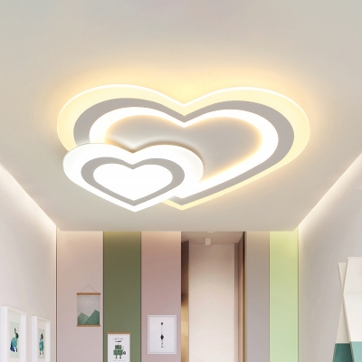 Cartoon Cloud/Star/Penguin Ceiling Flush Acrylic Kids Bedroom LED Flush Mount Recessed Lighting in White